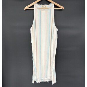 Cloth & Stone Womens Sleeveless Striped Dress S Pastel Blue & Pink Button Accent